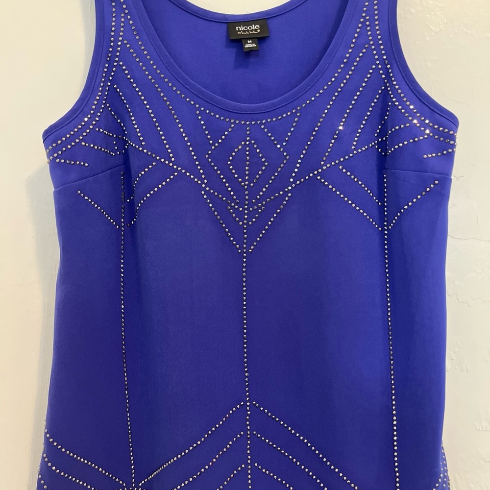 Nicole by Nicole Miller Royal Blue Embellished Tank Top - Picture 2 of 7